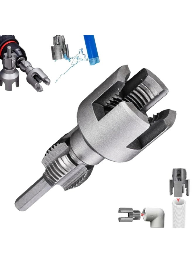 طقم أدوات تسنين مواسير PVC عدد 3 قطع بتصميم 2 في 1، مقاس 1/2 و3/4 بوصة لتسنين داخلي وخارجي مدمج، متوافق مع الدريل الكهربائي، مصنوع من سبائك فولاذ 40Cr لمواسير PPR وPVC والبلاستيك - Image 2